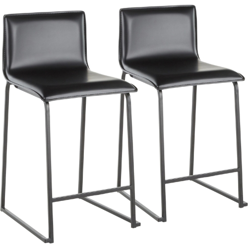Mara 26" Counter Stool in Black Leatherette & Black Metal (Set of 2)